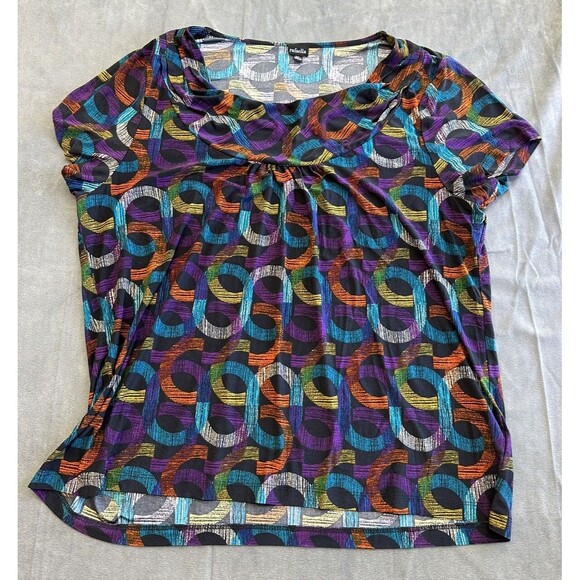 Rafaella Multicolor Abstract Geometric Shapes Womens Size XL Top Blouse Shirt - Picture 1 of 7